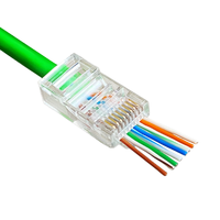 Connecteur RJ45 Cat6 Ethernet Pass-Through avec boîtier en cuivre et PC pour réseaux informatiques