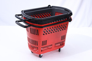 Cesta de Compras Rodante de Plástico de 35L para Supermercado, Económica, de Fabricante, en Venta - Product Image 6