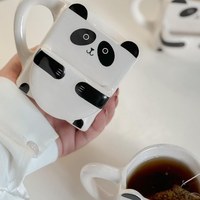 Vente en gros de tasse porte-biscuit en céramique Panda tasse à expresso blanc uni petit déjeuner café au lait tasse à biscuit tasses à café Biscuit