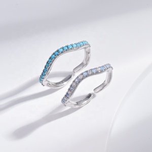 wholesale brass Geometric gemstone small <b>cheap</b> <b>ring</b> Daily Wear Turquoise 18k gold plated <b>promise</b> stacking ladies copper <b>rings</b> - Product Image 2