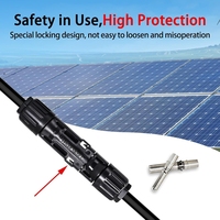 Connecteurs solaires 8AWG étanches IP68 1500V 70A, fiche solide, borne en cuivre étamé noire pour câble de panneau solaire photovoltaïque 10mm²