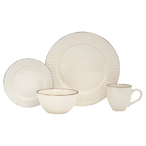 HMS Set di stoviglie in gres di lusso in avorio in sedici pezzi servizio in ceramica da sedici pezzi per quattro stoviglie in ceramica per la casa - Product Image 1