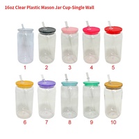 Gobelets réutilisables en PC de qualité alimentaire de 16 oz, type Mason Jar, pour smoothies, avec pailles, logo personnalisé pour le camping et les fêtes