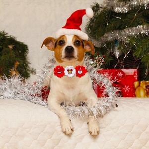 <span class=keywords><strong>Collar</strong></span> de perro de Navidad de tamaño ajustable con 3 flores y lindo Papá Noel muñeco de nieve campana cuello arco accesorios de ropa para mascotas - Product Image 6