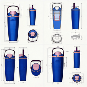 Gobelet isotherme portable en acier inoxydable moderne, couleur personnalisable, logo, double paroi, isolation sous vide, poignée, maintien au chaud pendant 12 à 24 heures - Product Image 2