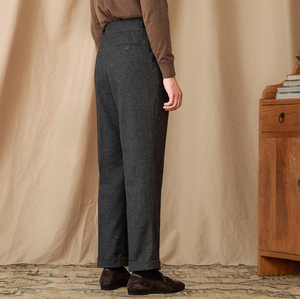 <span class=keywords><strong>Pantalon</strong></span> de <span class=keywords><strong>Costume</strong></span> Homme en <span class=keywords><strong>Laine</strong></span> Chevrons Taille Haute Épais Chaud Style Décontracté Tombé Napolitain pour Automne et Hiver - Product Image 5