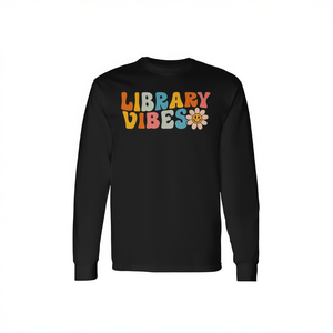 T-shirt a maniche lunghe Library Vibes per bibliotecario scolastico, primo giorno di scuola - Product Image 2