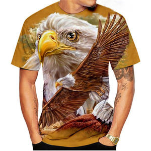 Camiseta con estampado de águila 3D para hombre, manga corta, corte regular, poliéster transpirable, top de verano 2024 - Product Image 2