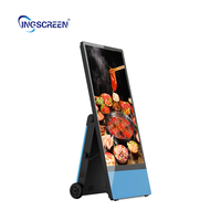 Kiosque publicitaire mobile INGSCREEN 32 pouces avec roues, écran LCD, batterie, SDK activé, indice de protection IP55, pour utilisation en ascenseur