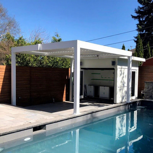 Pérgola Bioclimática Retráctil de Aluminio con Techo de Láminas, Diseño Exterior, Eléctrica, Impermeable, Blanca, para Patio - Product Image 1