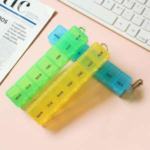 Impresión personalizada al por mayor de viaje portátil <span class=keywords><strong>7</strong></span> días pastillero organizador semanal pastillero <span class=keywords><strong>7</strong></span> días Pastillero con llavero - Product Image 2