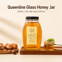 Classique 1lb 330ml vide Queenline pot de stockage des aliments confiture sauce épices noix pots de miel en verre vides avec couvercle en plastique de 58mm