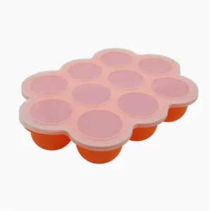 Benhaida BPA मुक्त Nonstick दौर अंडा काटने मोल्ड सिलिकॉन ढक्कन के साथ 10 गुहा बच्चे खाद्य भंडारण बॉक्स
