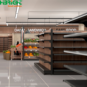 Highbright Retail Gondola <b>Shelves</b> 5-Tier Wood Solid Freestanding Heavy Duty Supermarket <b>Rack</b> with Back Vertical Display - Product Image 3