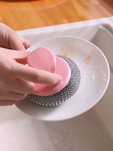 No dañe la herramienta de lavado de platos para el hogar Bola de limpieza de ollas de alambre de acero con mango para lavar platos y fregar ollas eficientemente - Product Image 3