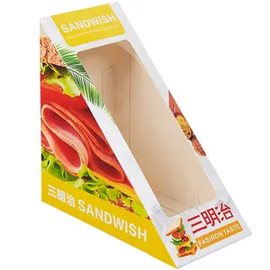 Embalagem de papel descartável impressão personalizada, caixa de sanduíche de papel de embalagem personalizada triângulo caixas de sanduíche-caixa de sanduíche 10000 peças