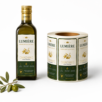 Étiquettes personnalisées pour huile d'olive extra vierge, autocollantes, dorées métallisées, imperméables, pour emballage alimentaire, impression d'étiquettes en rouleau pour bouteilles