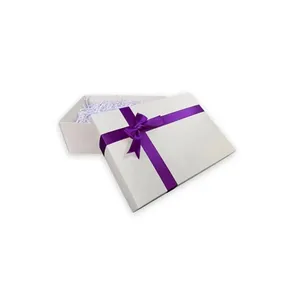 <b>Large</b> White <b>Gift</b> <b>Box</b> with Pink Ribbon Eco-friendly Recycled Materials Glossy/Matt Lamination Empty Cake Candle Packaging - Product Image 2