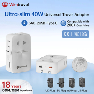 Wontravel Colorful 40W GaN PPS QC3.0 Slim 6-Port Universal Travel Adapter <b>with</b> USB Dual Type-C for Laptop <b>Camera</b> & Earphone - Product Image 1
