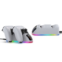 Chargeur double TP5-0515S avec lumière RVB pour station de charge de manette de jeu PS5, station de charge de joystick TP5-0515B