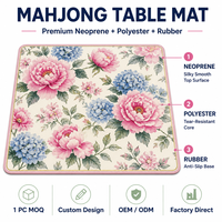 Tapis de table de mahjong personnalisé en néoprène, impression de logo OEM, design personnalisé, style américain, fournisseur en gros B2B, cadeau, directement de l'usine