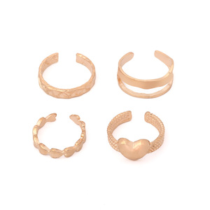 Heart Shape <b>Gold</b> Plated Alloy <b>Rings</b> <b>Set</b> for Women Daily Wear Cute Fashion Jewelry Gift Inlay-Free No Setting - Product Image 5