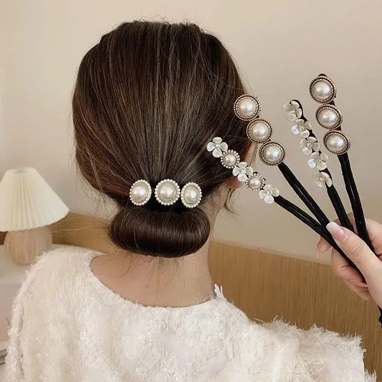 Horquilla Vintage de concha con perlas para mujer, horquilla para el pelo, accesorios de herramientas para el cabello