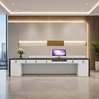 Comptoir de réception moderne en bois écologique pour hôtel et bureau, avec espace de rangement, mobilier commercial sur mesure pour bar et caisse