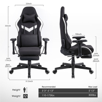 Chaise de jeu AJUNION avec fonctions réglables, chaise de jeu pour ordinateur, siège confortable, chaise de jeu de course, chaise de bureau pour le jeu