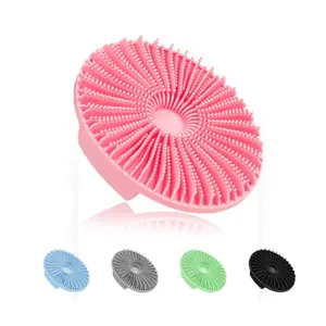 wholesale fashion 5 colors silicone massage baby bath self cleaning brushes sponges scrubbers In the bathroom