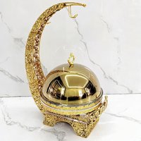 Chauffe-plat BOSAI de luxe léger européen en acier inoxydable doré en forme de lune 8L, alimenté à l'alcool, pour banquets d'hôtel