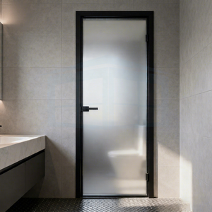 Ultra Slim Aluminum <b>Frame</b> Toilet Casement Door <b>For</b> Bathroom - Product Image 1