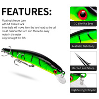 Leurre de pêche rigide 10cm/8.4g, gros minnow artificiel en plastique ABS, pour la pêche ciblée du bar, de la truite, de la carpe en ruisseau, rivière, lac, flottant