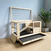 Grande maison d'intérieur pour animaux de compagnie, huche de lapin, grotte de cochon d'inde, Cage en bois naturel pour animaux de compagnie