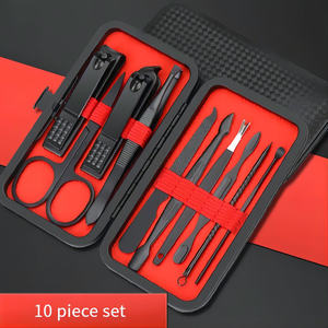 Kit de Manicura de 10 Piezas, Cortaúñas Negros, Estuche de Viaje Metálico, Set de Cuidado Personal para Hombres - Product Image 3