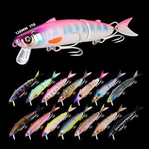 Honoreal Señuelo de Pesca Multisegmentado de 128mm y 17g, <span class=keywords><strong>2</strong></span> Segmentos, Flotante 0-0.4m, con Sonajero, para Agua Dulce, Blackbass, Salomón y Lucio - Product Image 1