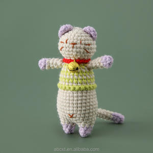 دمية القط السمكة الكروشيه المصنوعة يدويًا ، تصميم الفن ديكو لديكور المنزل ، فكرة هدية رائعة - Product Image 4