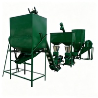 Chaîne de production complète pour usage agricole et domestique : Machine de fabrication de granulés d'aliments pour volailles et bétail avec broyeur et mélangeur