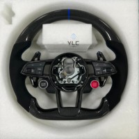 Volant en cuir avec bouton de démarrage S-Line pour Audi R8 TTRS C6 C7 S7 S4 A4 B8 RS3 SQ5 S5 B9 A6 C8 A3 2018