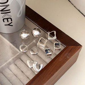S925 Sterling <b>Silver</b> Minimalist Earrings Korean Style Everyday Wear Jewelry Set 925 <b>Silver</b> Huggie Hoop <b>Studs</b> Fashion Accessories - Product Image 1