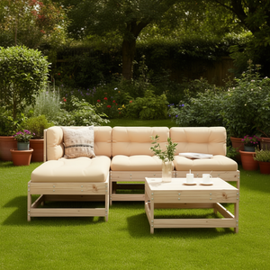 Ensemble de salon de jardin en bois de pin massif naturel non traité, mobilier d'extérieur 4 places, design rustique - Product Image 2