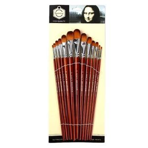 保持微笑13支圆形长柄尼龙头发丙烯酸油漆刷丙烯酸油彩 - Product Image 1