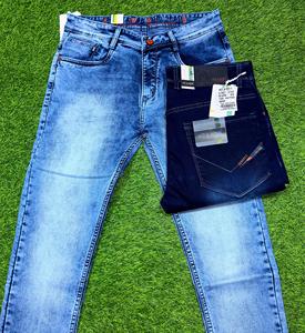 Wholesale Mens Blue Slim Fit Eco-Friendly Yarn Dyed Herringbone Woven <b>Denim</b> Jeans <b>Stretch</b> Cotton Washed Casual Pants - Product Image 4