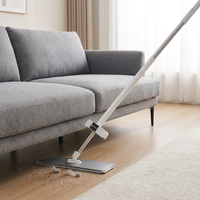Serpillère plate mains libres à essorage rapide avec base en acier de 45 cm, auto-nettoyante, pour sols secs et humides, avec tampons en chenille et microfibre