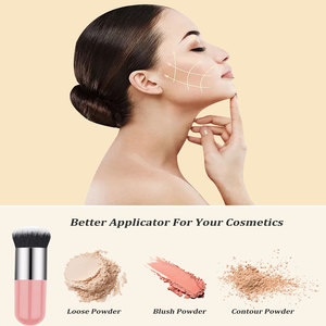 Synthetic Hair Round Blush Powder Brush Portable Facial <b>Foundation</b> Blending Brush - Product Image 3