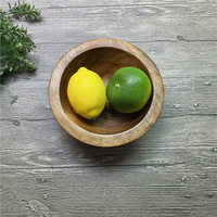 Ensemble de bols à salade vintage en bois massif à fond peu profond, avec bord large, bols à fruits en bois naturel, empilables, pour la présentation des aliments en cuisine