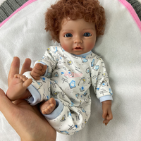Poupée Reborn de collection de 12 pouces en silicone intégral, peau foncée, cheveux implantés à la main, réaliste, faite à la main, poupée cadeau