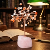Arbre de Vie en Pierre Naturelle et Cristal, Chakra Porte-Bonheur, Améthyste et Quartz Rose, pour Décoration de Noël, Ornements Artisanaux en Cristal