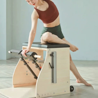 Chaise Wunda de Pilates en Bois Massif Premium, Durable, Portable, Stable, à Usage Universel, avec Roues, pour Exercices de Fitness et Étirements du Corps