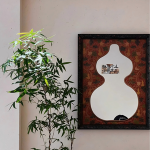 Miroir mural en bois foncé de style Art déco, nature morte, fait à la main, cadeau pour les occasions, esthétique <span class=keywords><strong>orientale</strong></span>, décoration <span class=keywords><strong>murale</strong></span> - Product Image 4